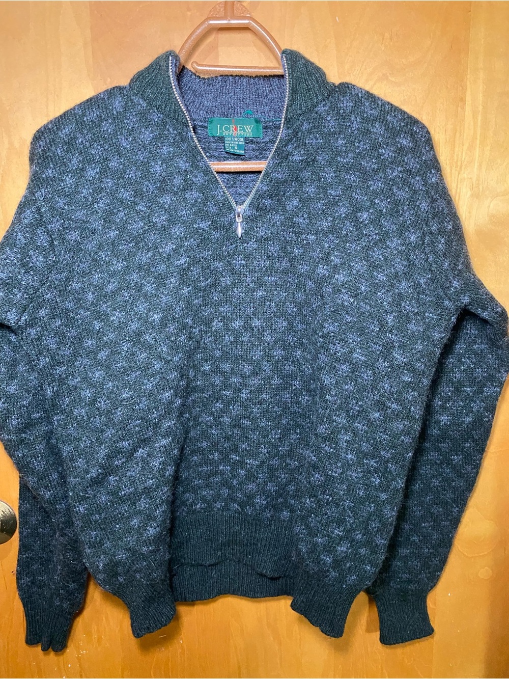 J. Crew Men’s Heathered Forest Green Half-Zip Sweater